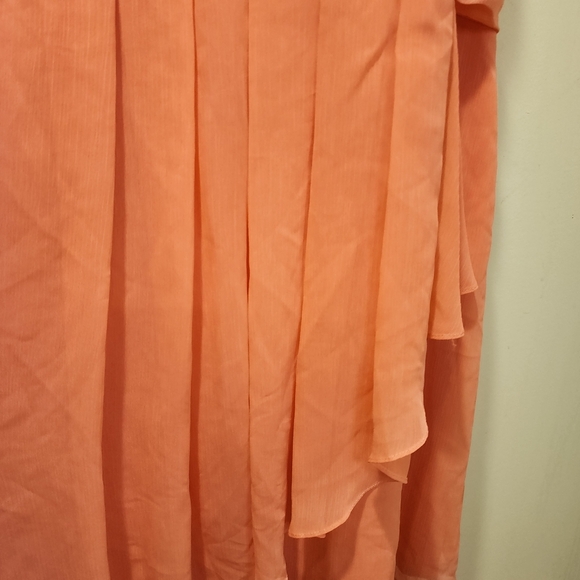 Elegant Coral Strapless Dress - Picture 5 of 9